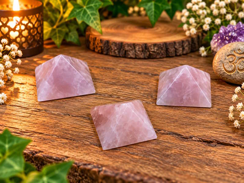 Pirámide Cuarzo Rosa base 2,5 cm aprox
